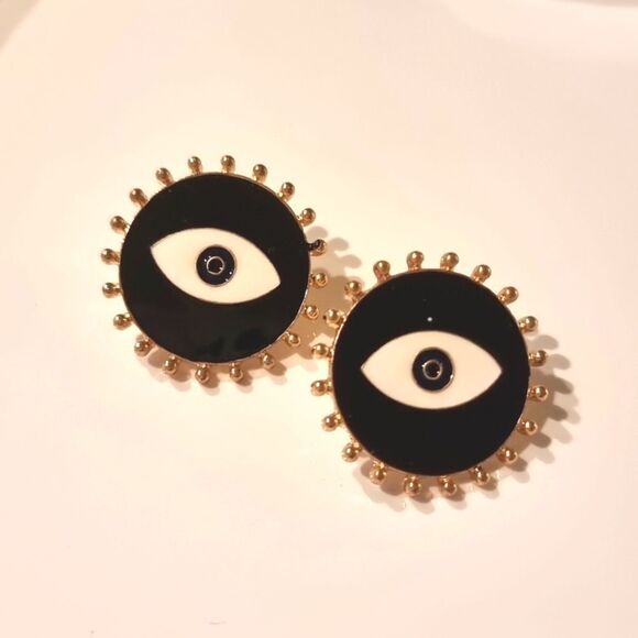 New ANTHRO Evil Eye Tallisman Amulet Stud Earrings - Picture 4 of 9